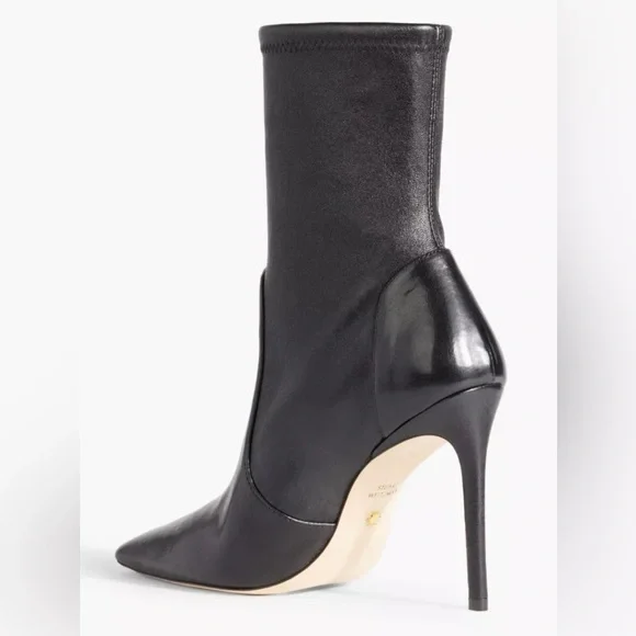 Stuart Weitzman Ankle Stretch Black Leather Pointed Toe 85mm Booties Shoes 10.5 - Picture 8 of 13